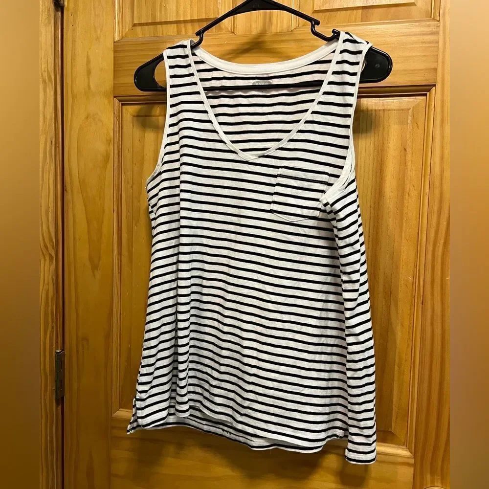 Old Navy size L black and white striped tank top